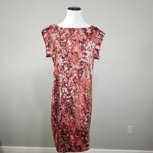 Anne Klein Womens 4 Shift Dress Marbled Abstract Sleeveless Bateau Modern Career